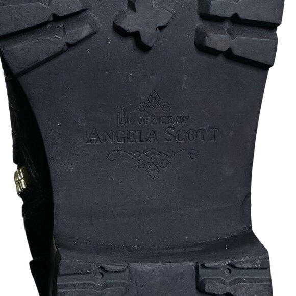 The Office of Angela Scott Mr. Bernard Black Croc Lace Up Combat Boot Size 39 - Picture 9 of 15